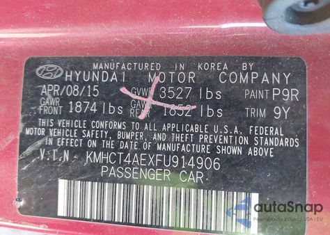 2015 Hyundai Accent Gls z USA, uszkodzony, nr VIN KMHCT4AEXFU914906